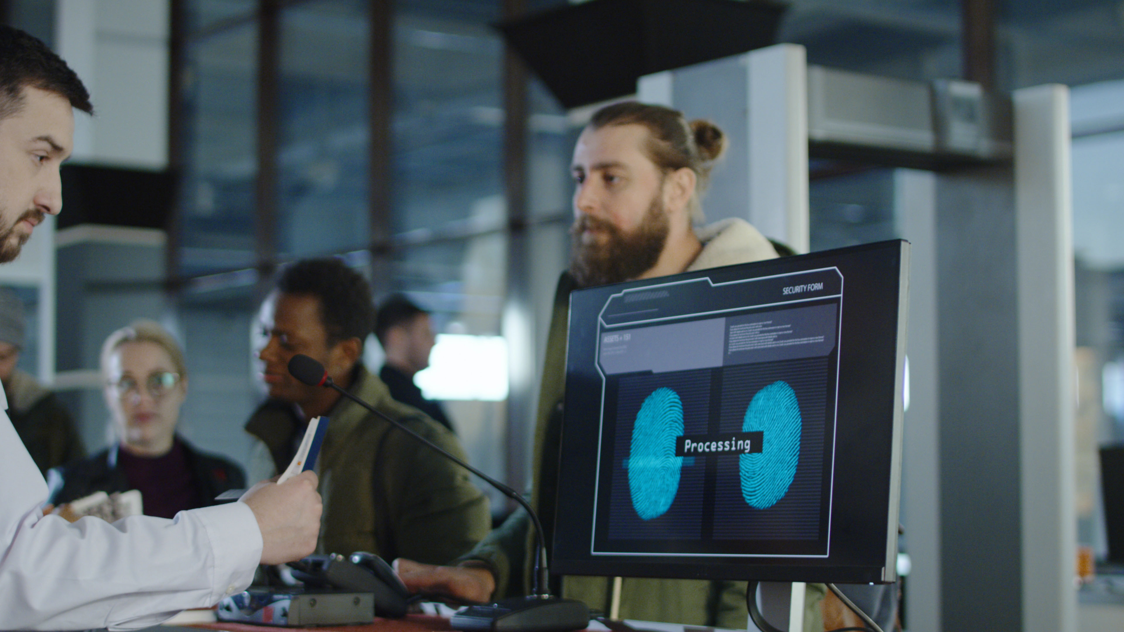 Man giving fingerprints with sensor