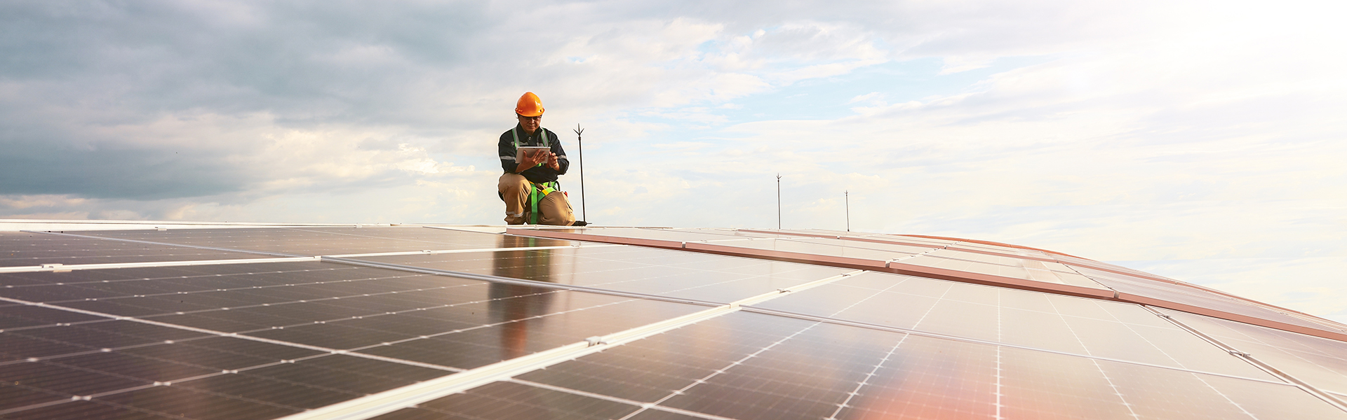 Engineer inspecting solar PV