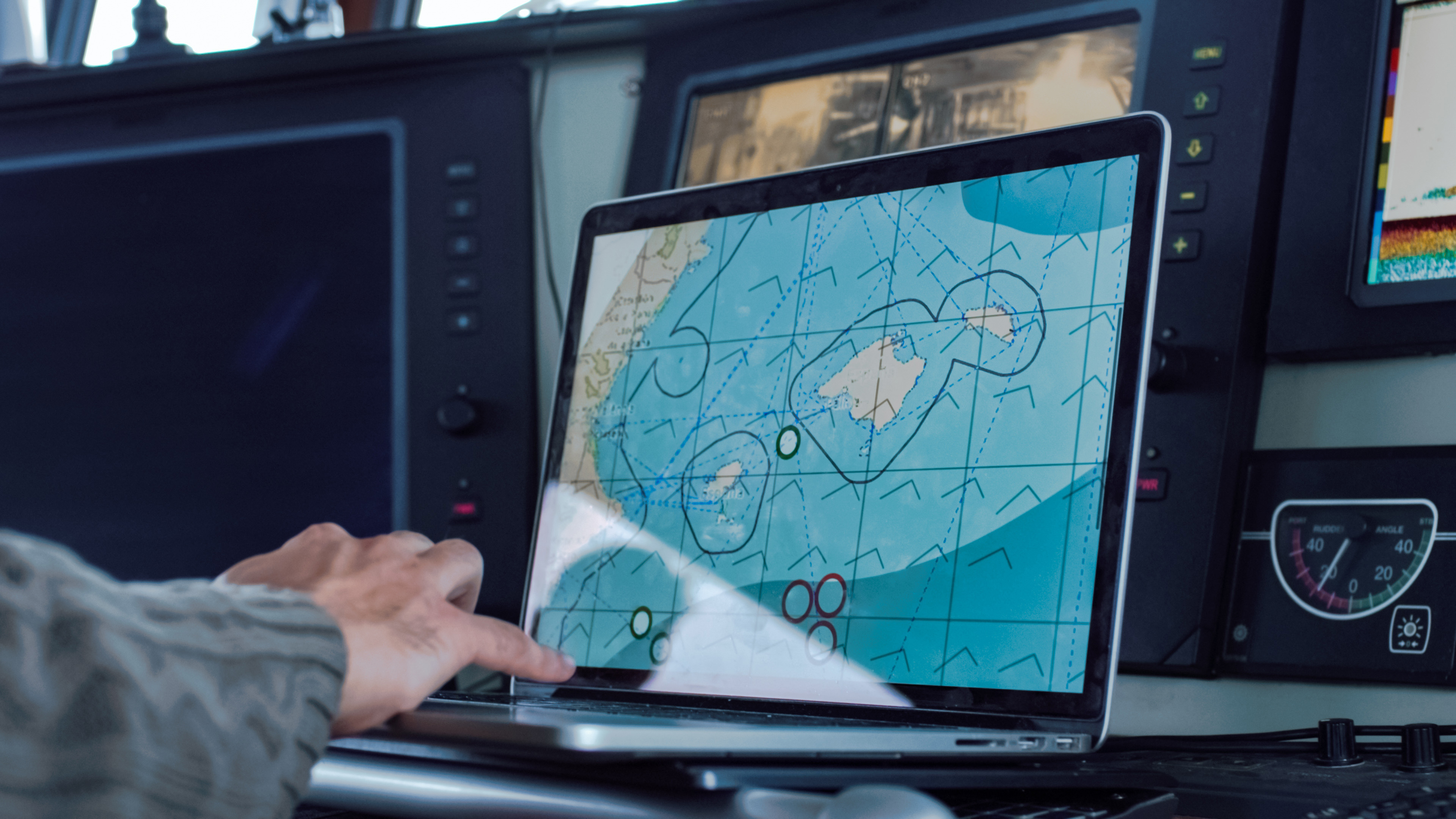 Digital map on ship