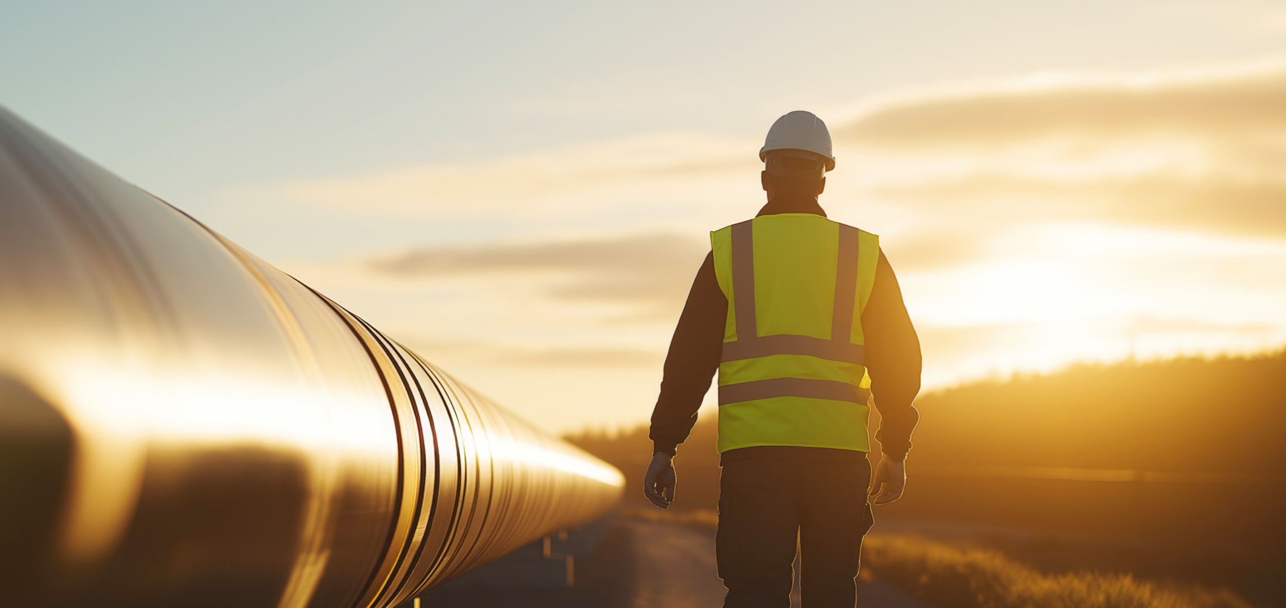 pipeline worker at sunset